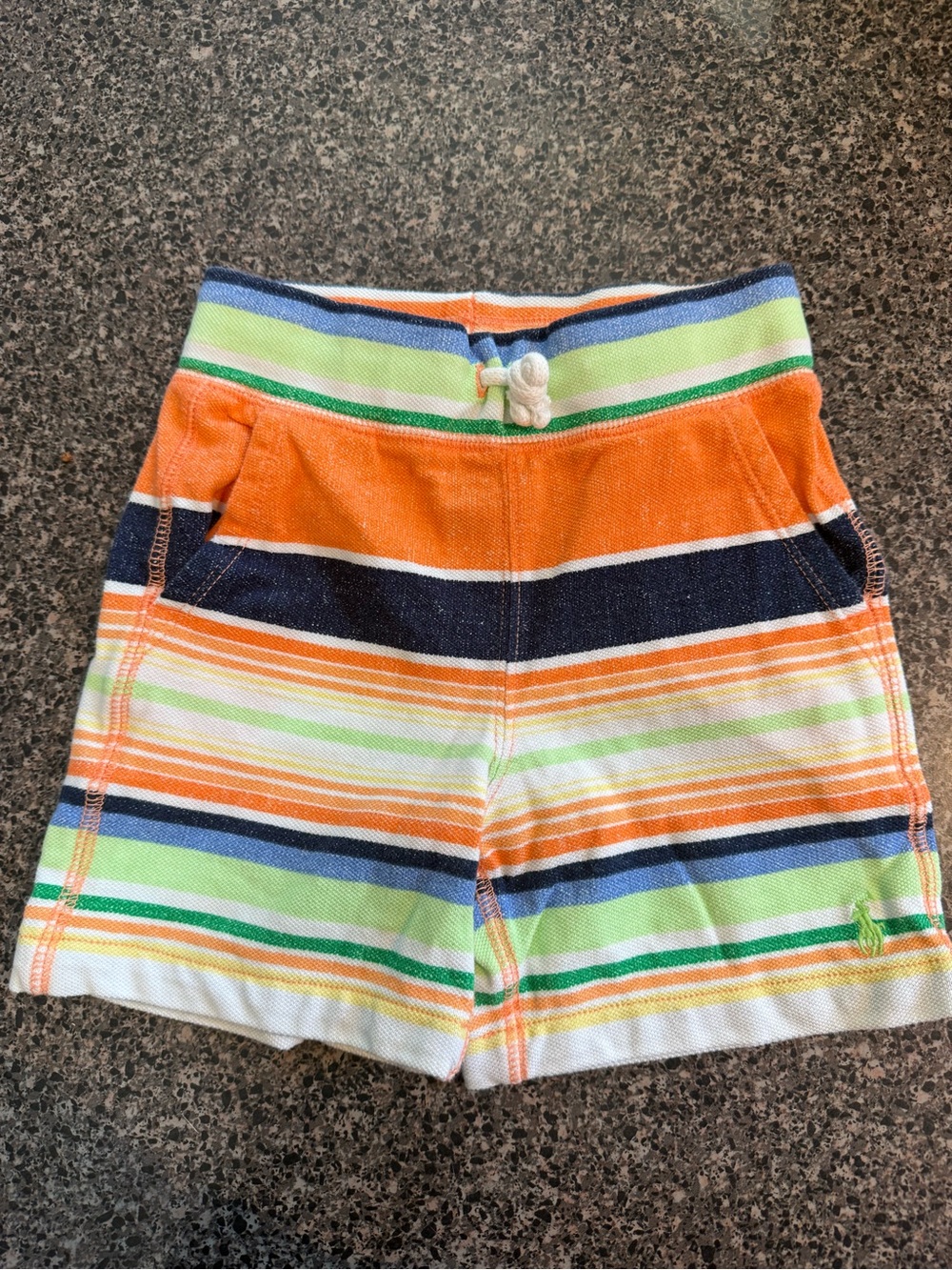 Polo by Ralph Lauren Orange, Navy & Green Striped Athletic Shorts